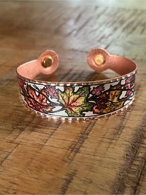 Copper Reflections Maple Leaves Magnetic Bracelet